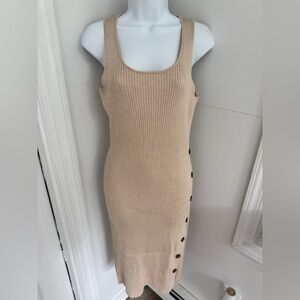 Olive & Oak Tan Ribbed Bodycon Midi Dress